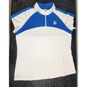 Fj FootJoy Womens White & Blue Golf Shirt-Size Large